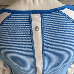 Lululemon Blue & White Striped Athletic Top